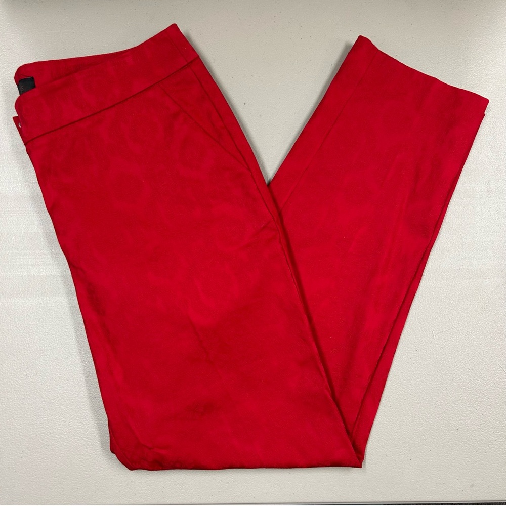 Talbots Petites Signature Vibrant Red Pants Hidden Print Pockets Womens Size 6P